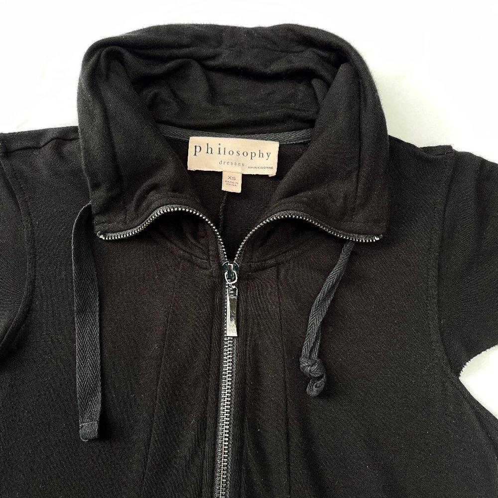 Philosophy Black Sleeve Half Zip Mesh Pockets Casual Dress - Picture 5 of 16